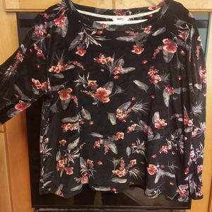 Adrienne Vittadini velour lounge top black gray pink 2x